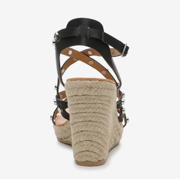 NEW Dolce Vita Maxon Espadrille Wedge Sandal Black Studded Womens Size  8.5 - Picture 4 of 10